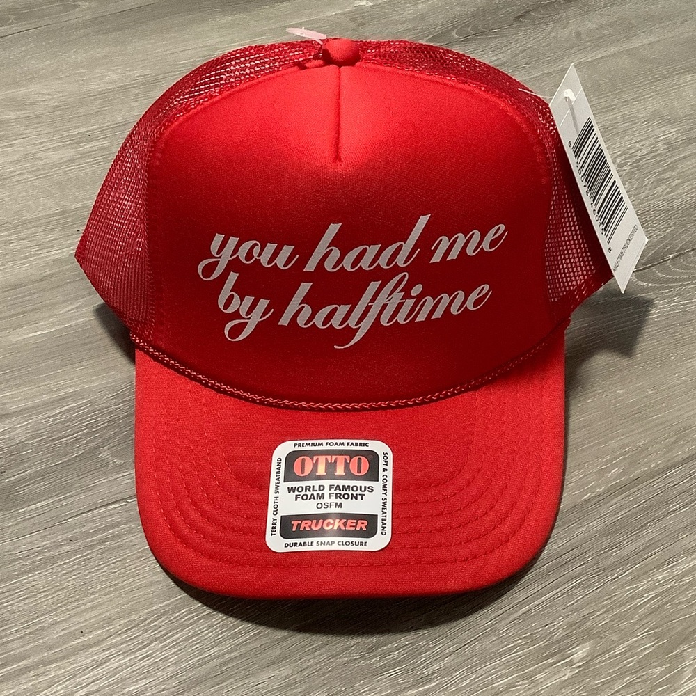 You had me by halftime Kenz Kustomz red trucker hat